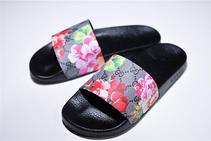 GUCCI Leather SLIDE SANDAL with FLOWER  0400088498707