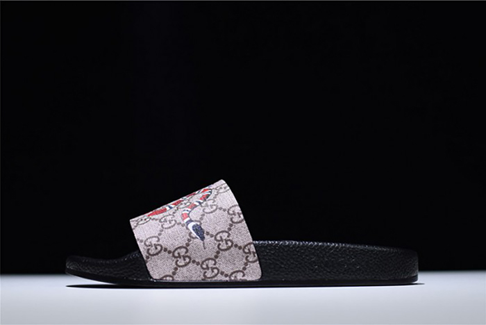 GUCCI Leather SLIDE SANDAL with SNAKE